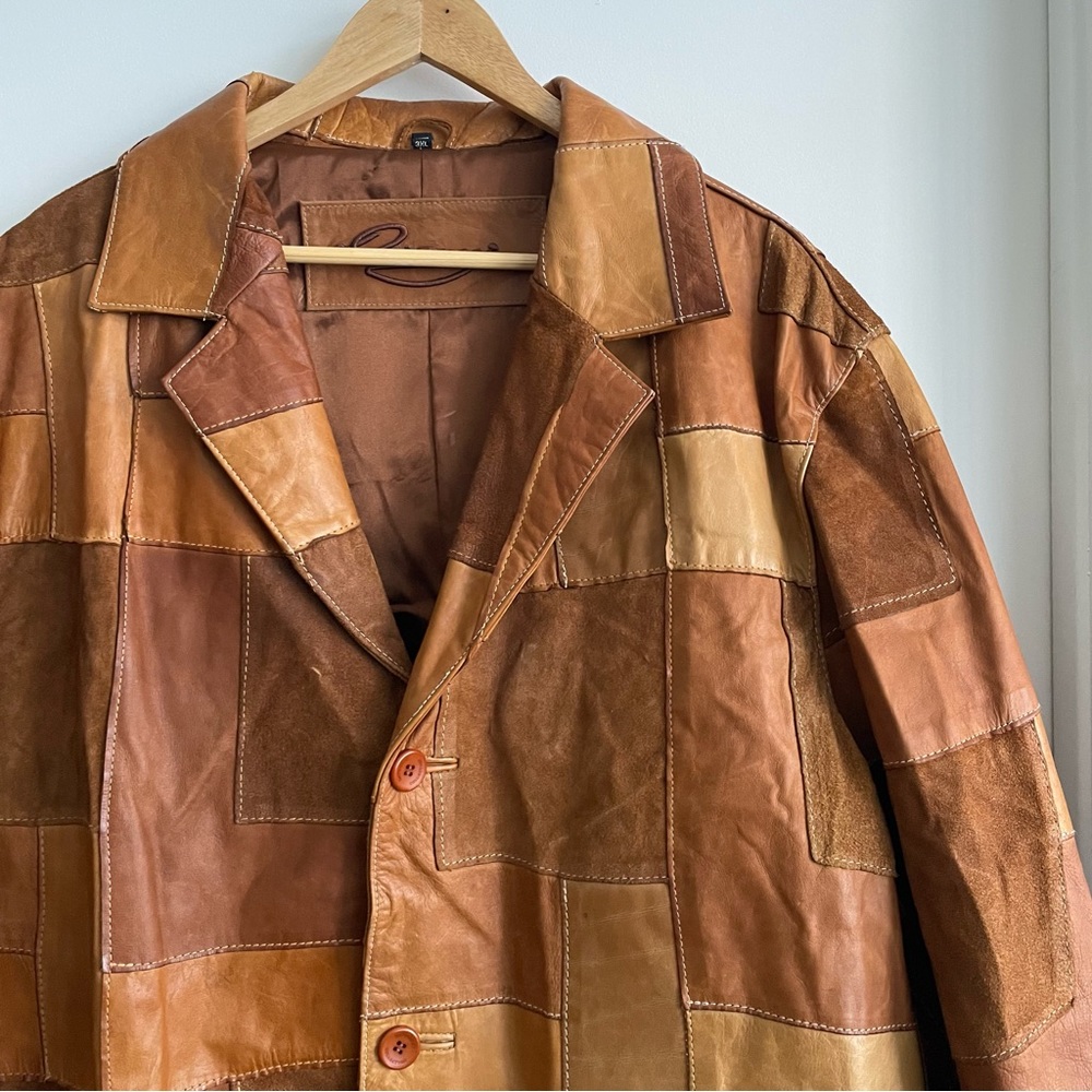 VINTAGE 70’S DAVOUCCI COLLECTION SUEDE LEATHER PATCHWORK TRENCH COAT